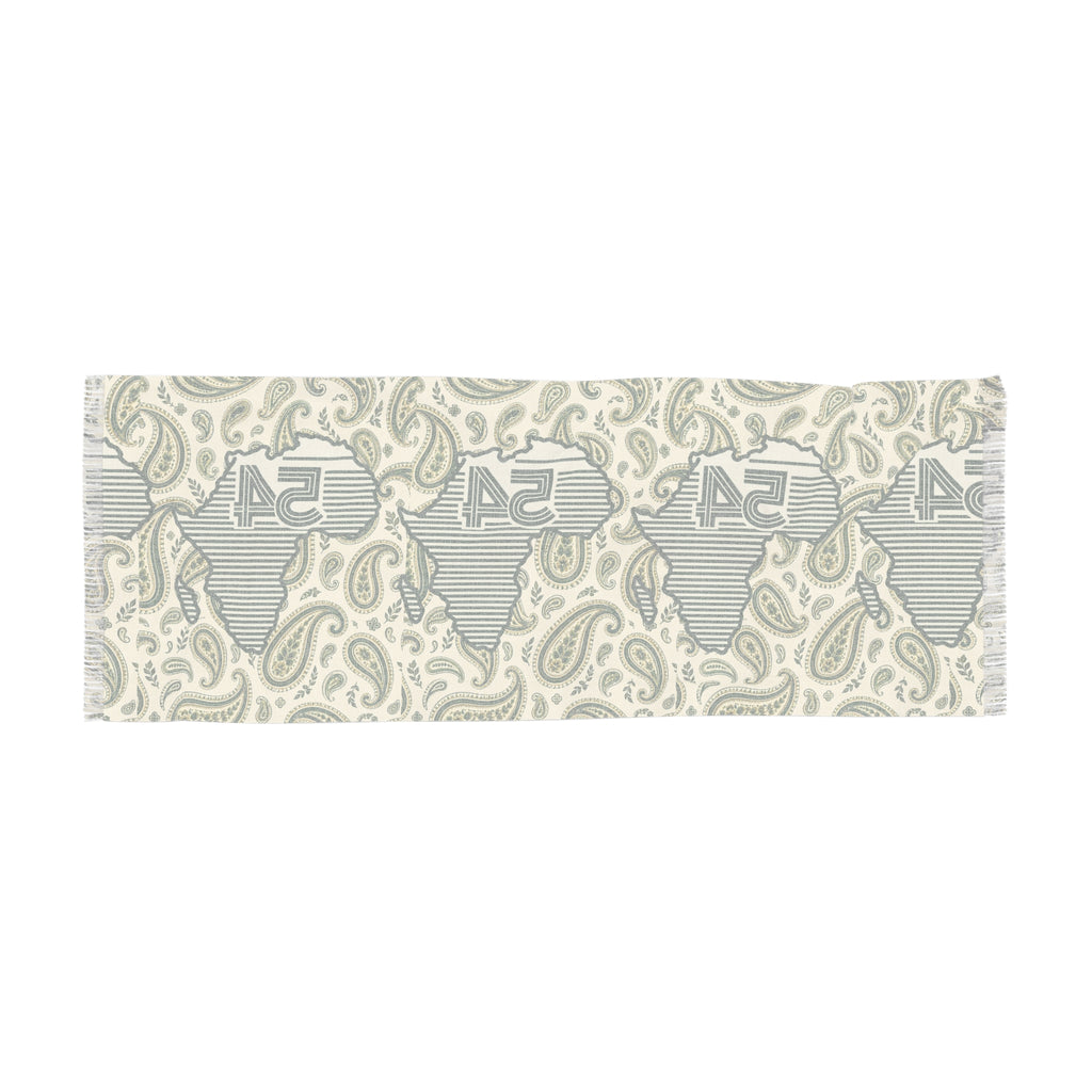 Lightweight Polyester Scarf With Paisley Africa Map And Retro 54 Stripe Accent
