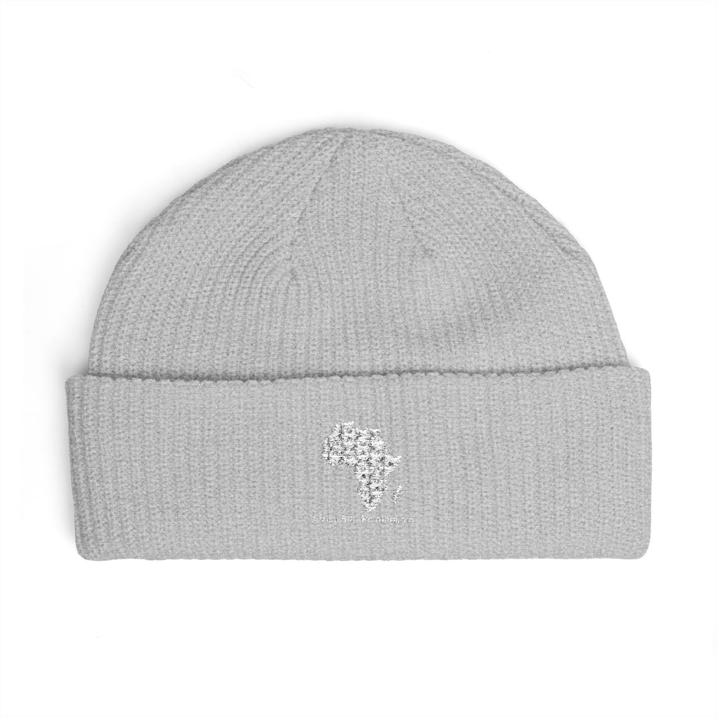 Africa Map Embroidered Cuff Beanie Warm Rib Knit Fisherman Hat