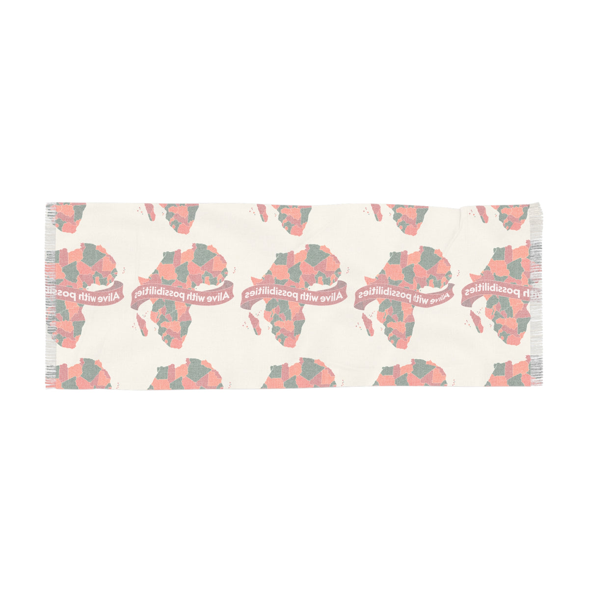African Map Print Lightweight Polyester Scarf With Inspirational Message