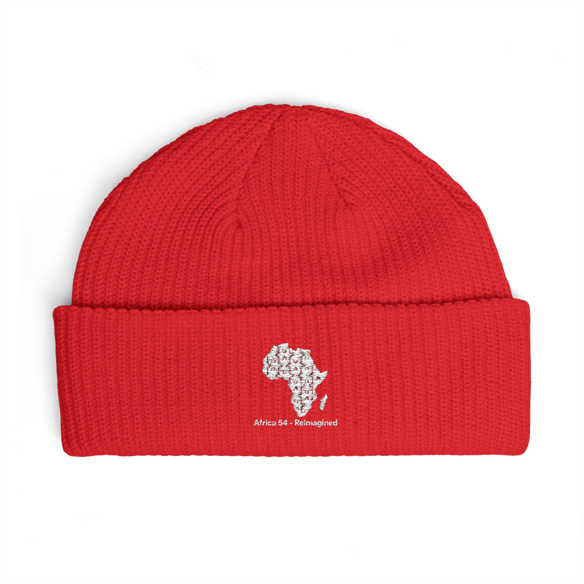 Africa Map Embroidered Cuff Beanie Warm Rib Knit Fisherman Hat