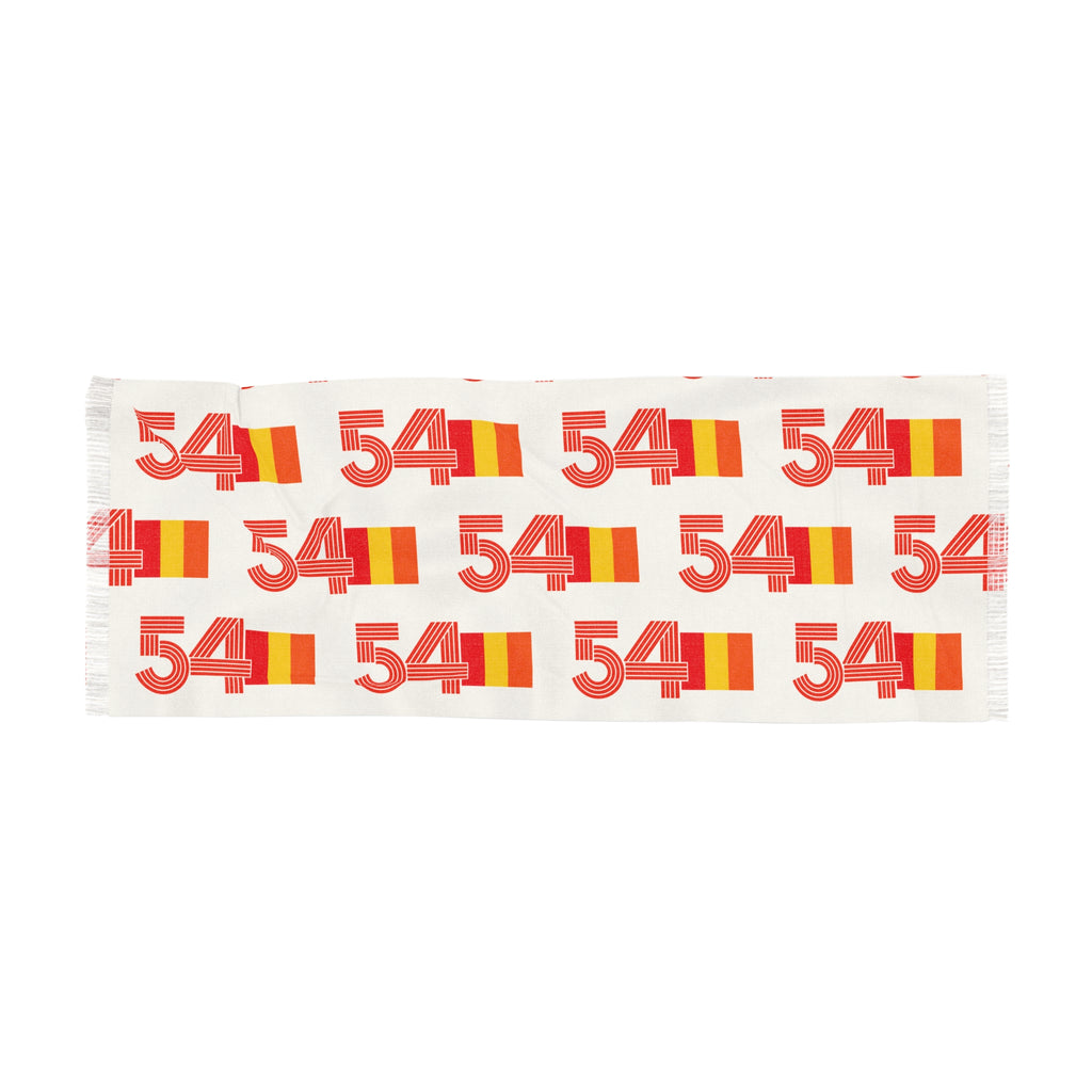 Retro 54 Knit Scarf Lightweight Sheer Polyester Orange Yellow Pattern for Everyday Wear