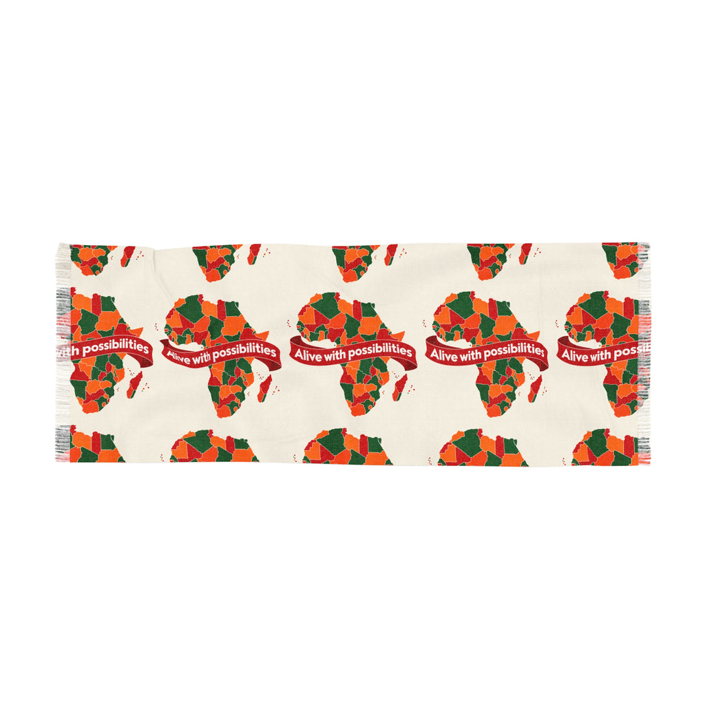 African Map Print Lightweight Polyester Scarf With Inspirational Message