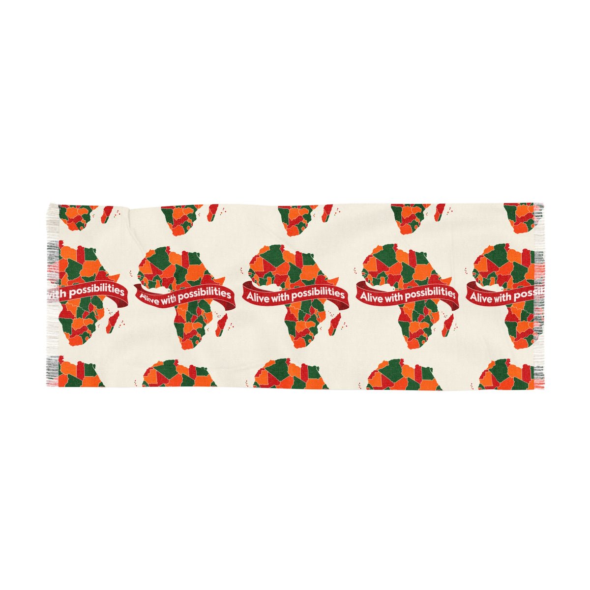African Map Print Lightweight Polyester Scarf With Inspirational Message
