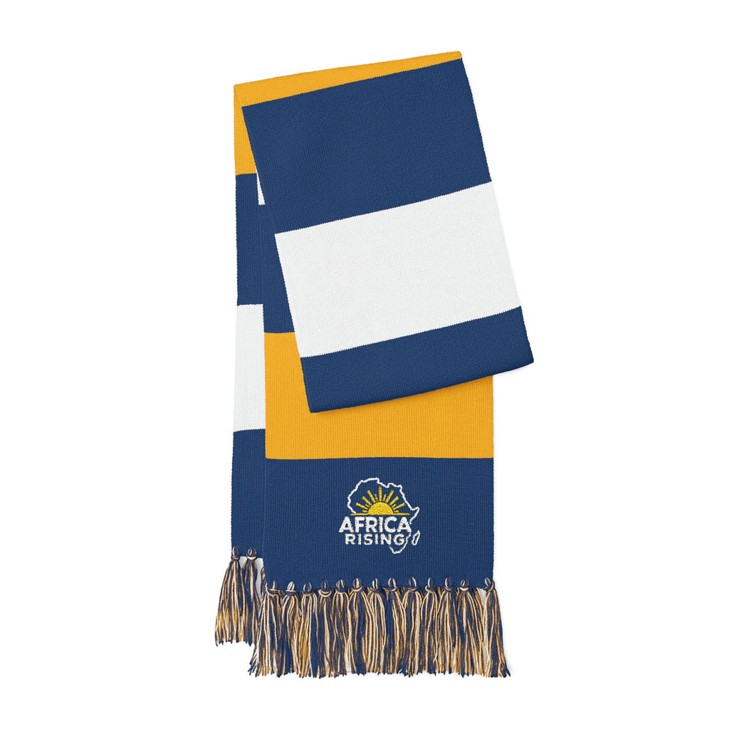 Africa Rising Woven Scarf With Golden Sun African Heritage Fringe Wrap