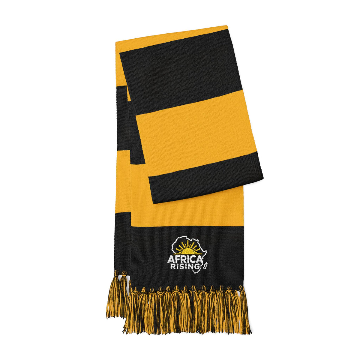 Africa Rising Woven Scarf With Golden Sun African Heritage Fringe Wrap