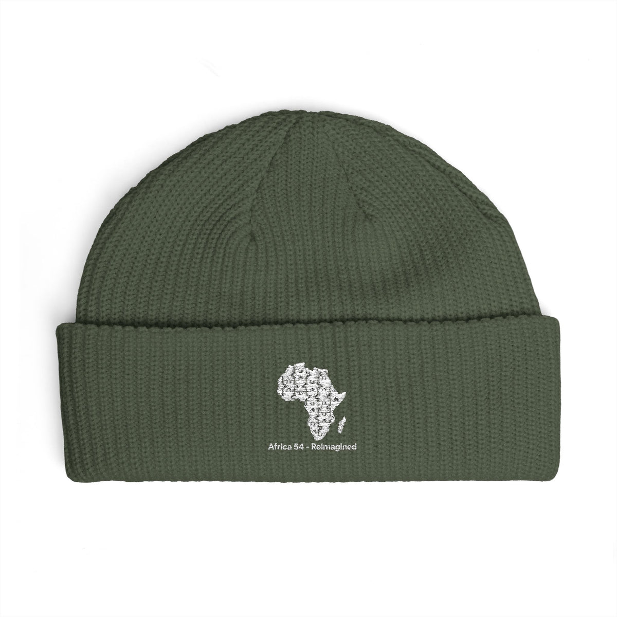 Africa Map Embroidered Cuff Beanie Warm Rib Knit Fisherman Hat
