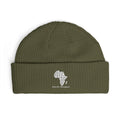 Africa Map Embroidered Cuff Beanie Warm Rib Knit Fisherman Hat