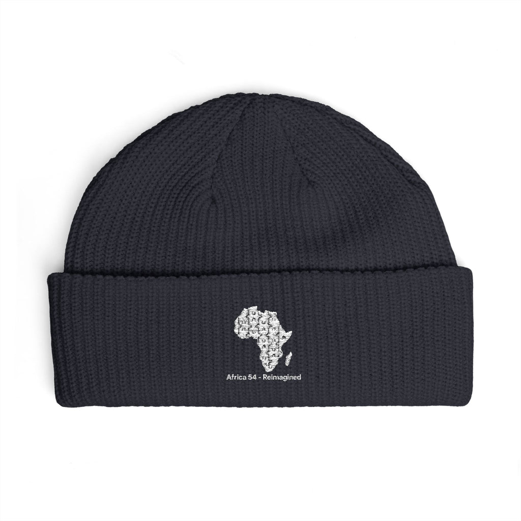 Africa Map Embroidered Cuff Beanie Warm Rib Knit Fisherman Hat