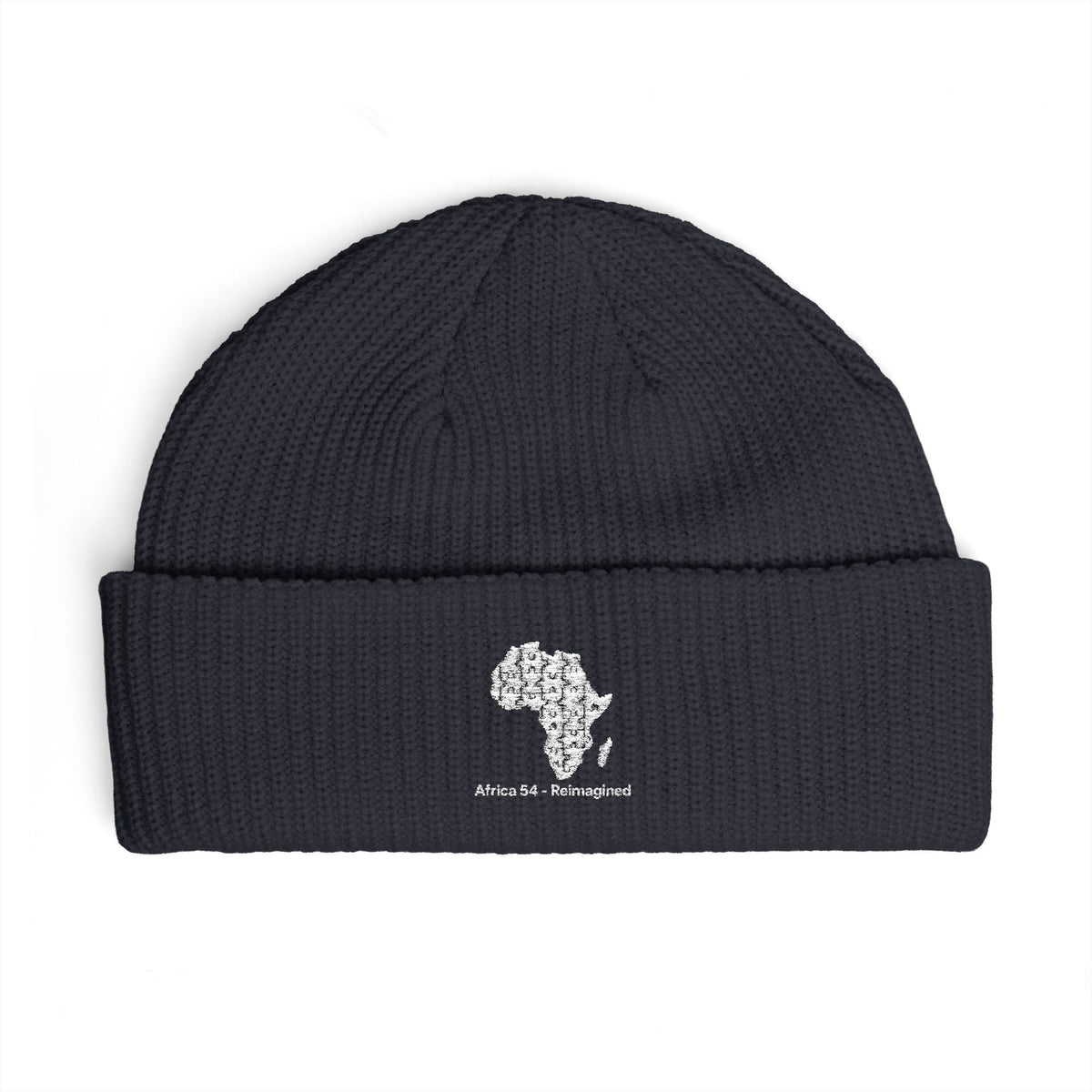 Africa Map Embroidered Cuff Beanie Warm Rib Knit Fisherman Hat