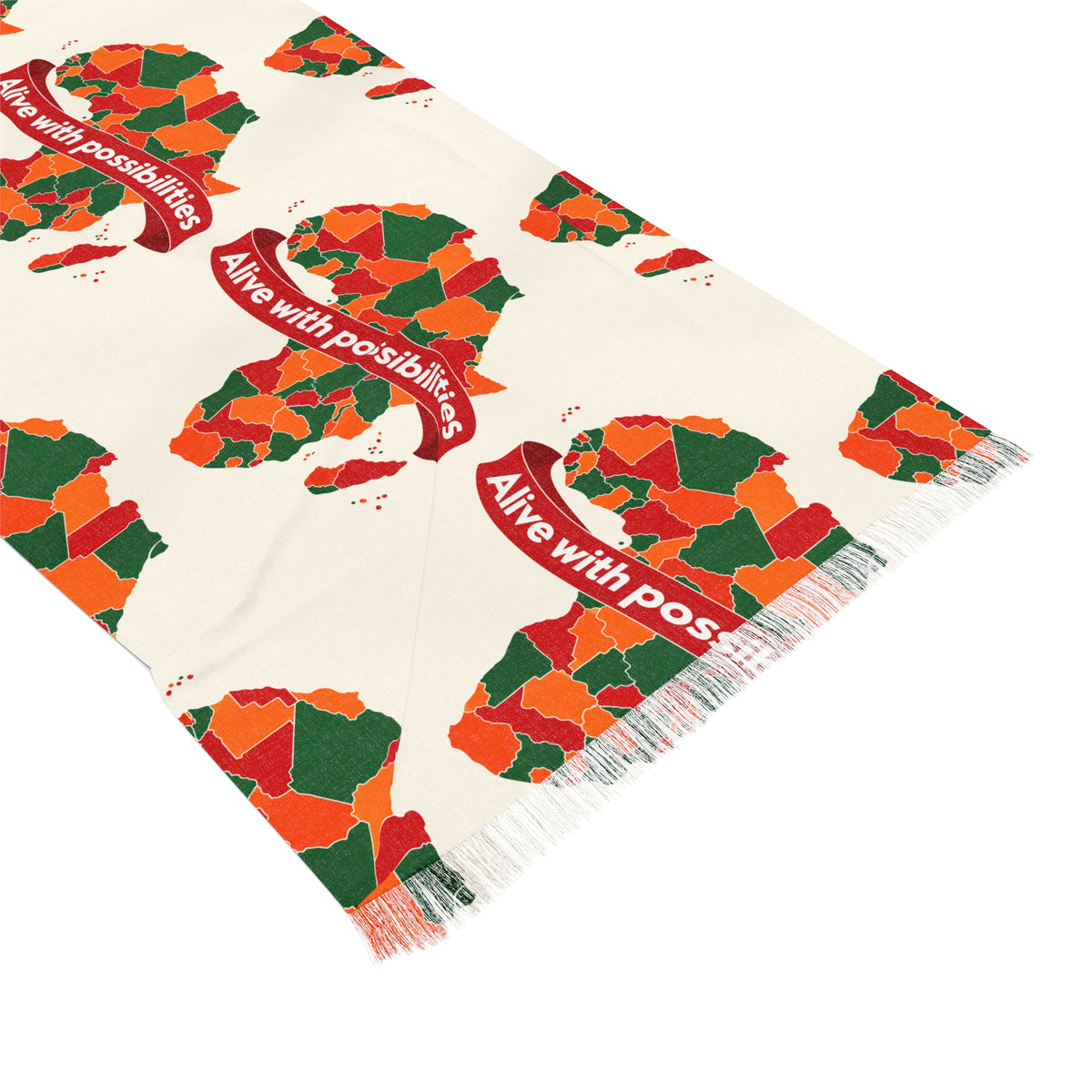 African Map Print Lightweight Polyester Scarf With Inspirational Message