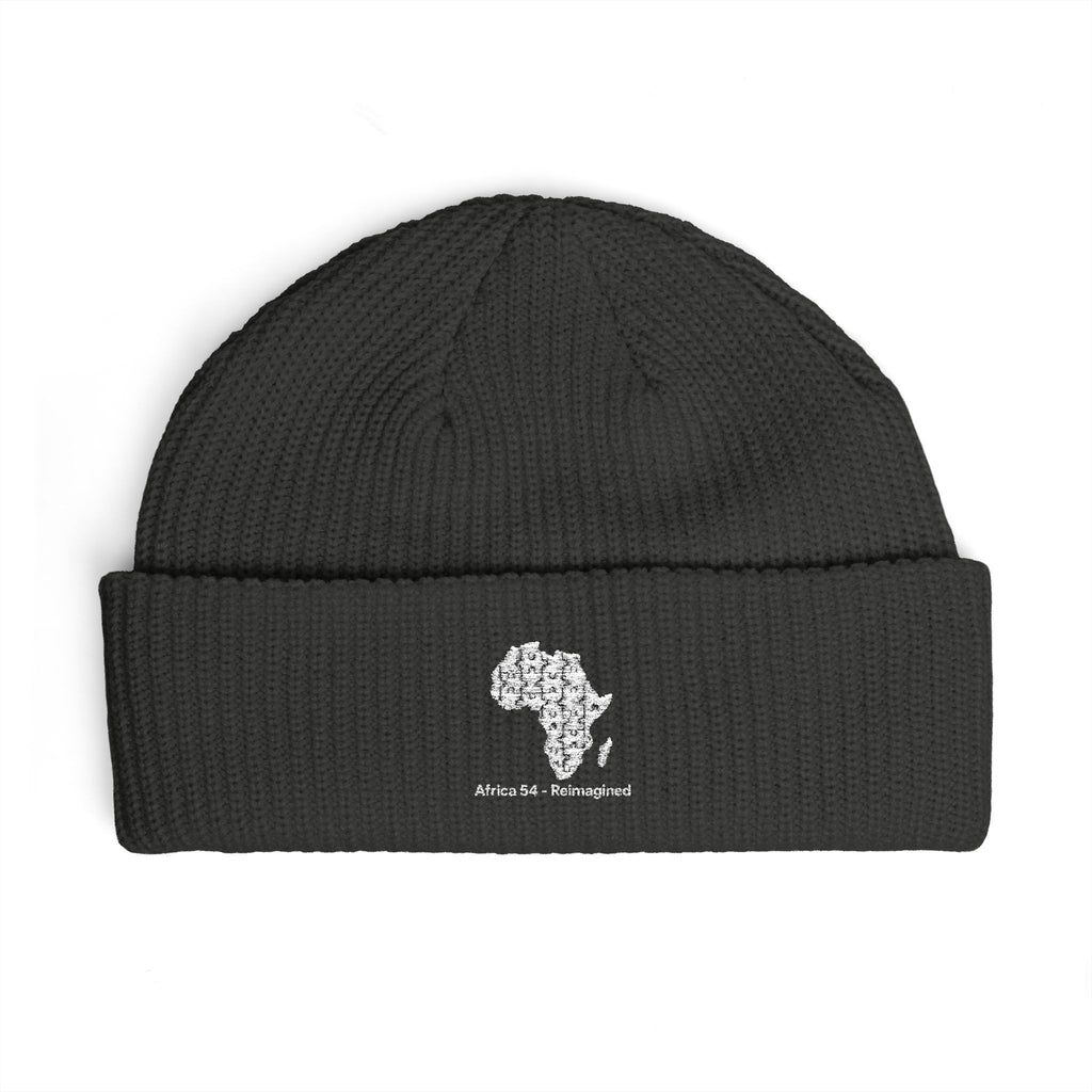 Africa Map Embroidered Cuff Beanie Warm Rib Knit Fisherman Hat