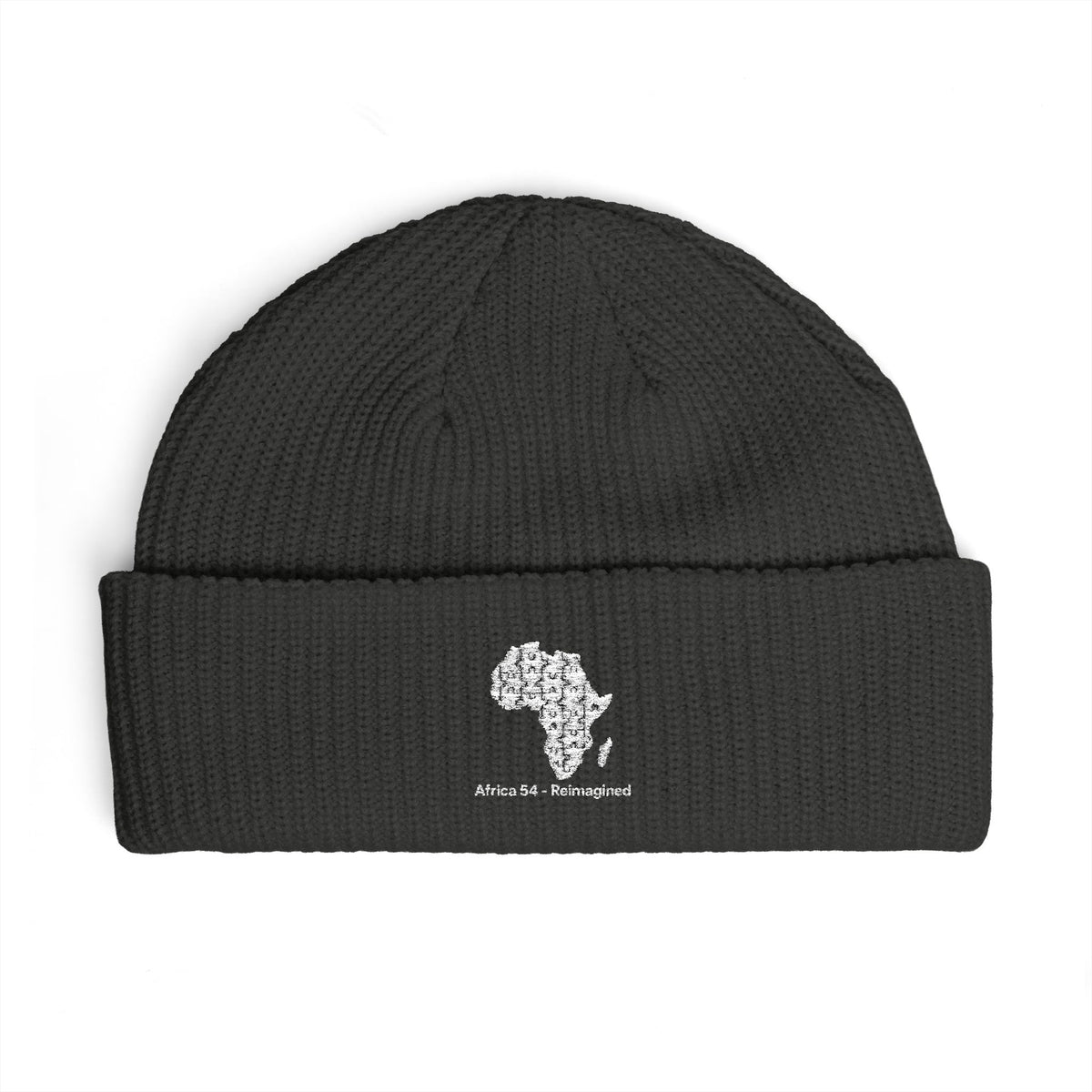Africa Map Embroidered Cuff Beanie Warm Rib Knit Fisherman Hat