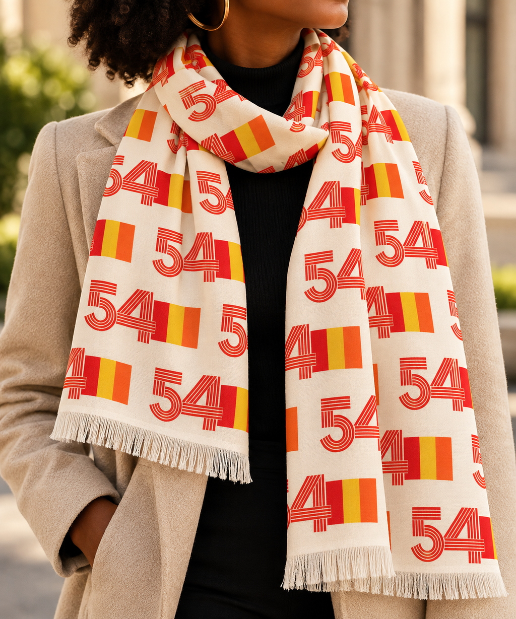Retro 54 Knit Scarf Lightweight Sheer Polyester Orange Yellow Pattern for Everyday Wear