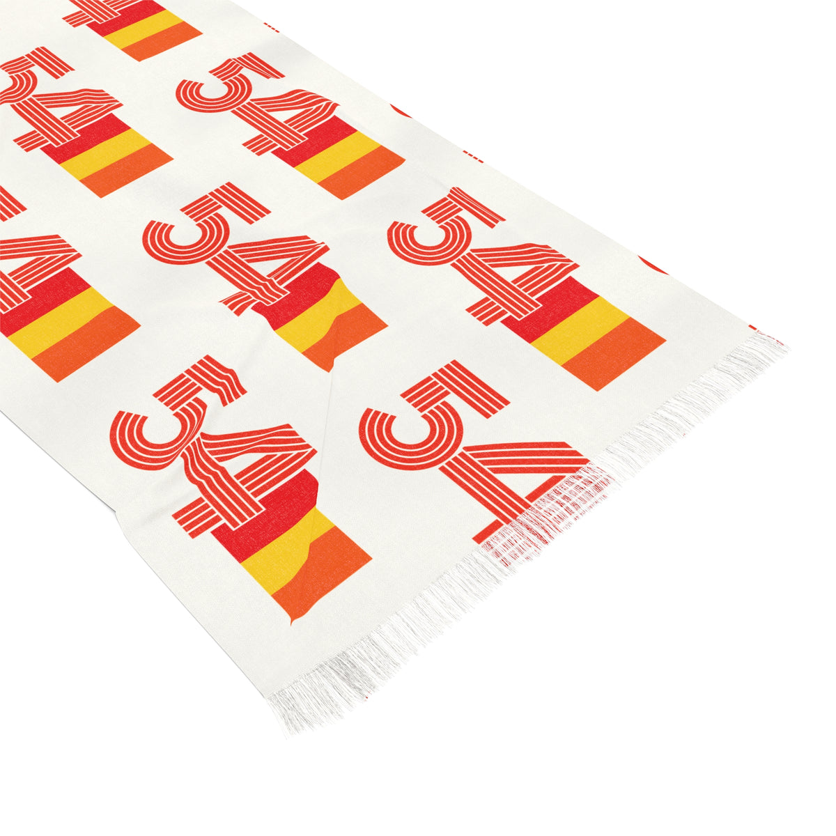 Retro 54 Knit Scarf Lightweight Sheer Polyester Orange Yellow Pattern for Everyday Wear
