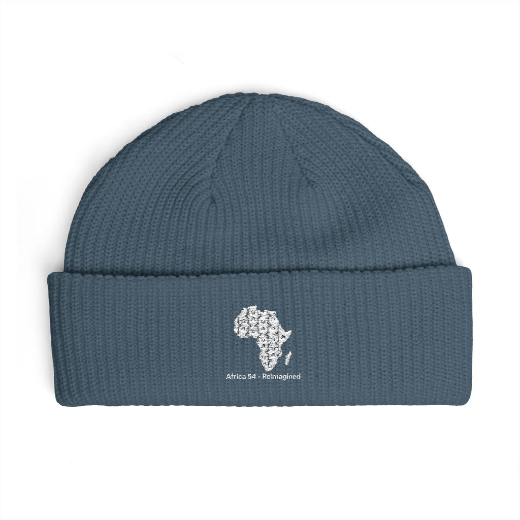 Africa Map Embroidered Cuff Beanie Warm Rib Knit Fisherman Hat
