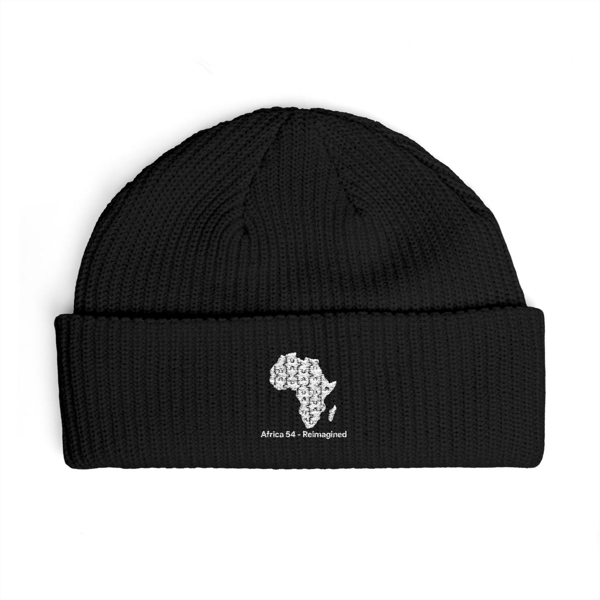 Africa Map Embroidered Cuff Beanie Warm Rib Knit Fisherman Hat