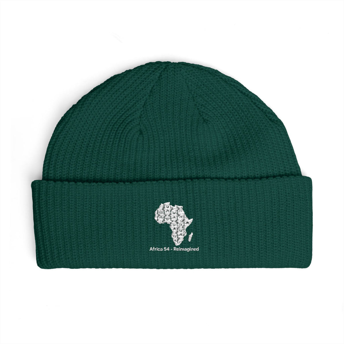 Africa Map Embroidered Cuff Beanie Warm Rib Knit Fisherman Hat
