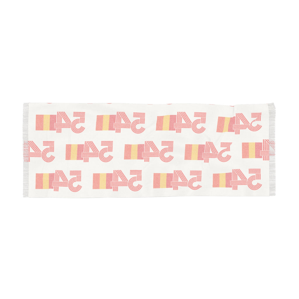 Retro 54 Knit Scarf Lightweight Sheer Polyester Orange Yellow Pattern for Everyday Wear