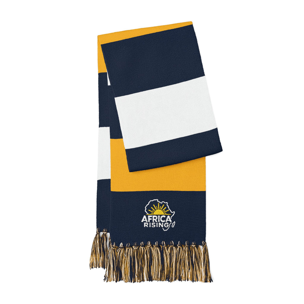 Africa Rising Woven Scarf With Golden Sun African Heritage Fringe Wrap