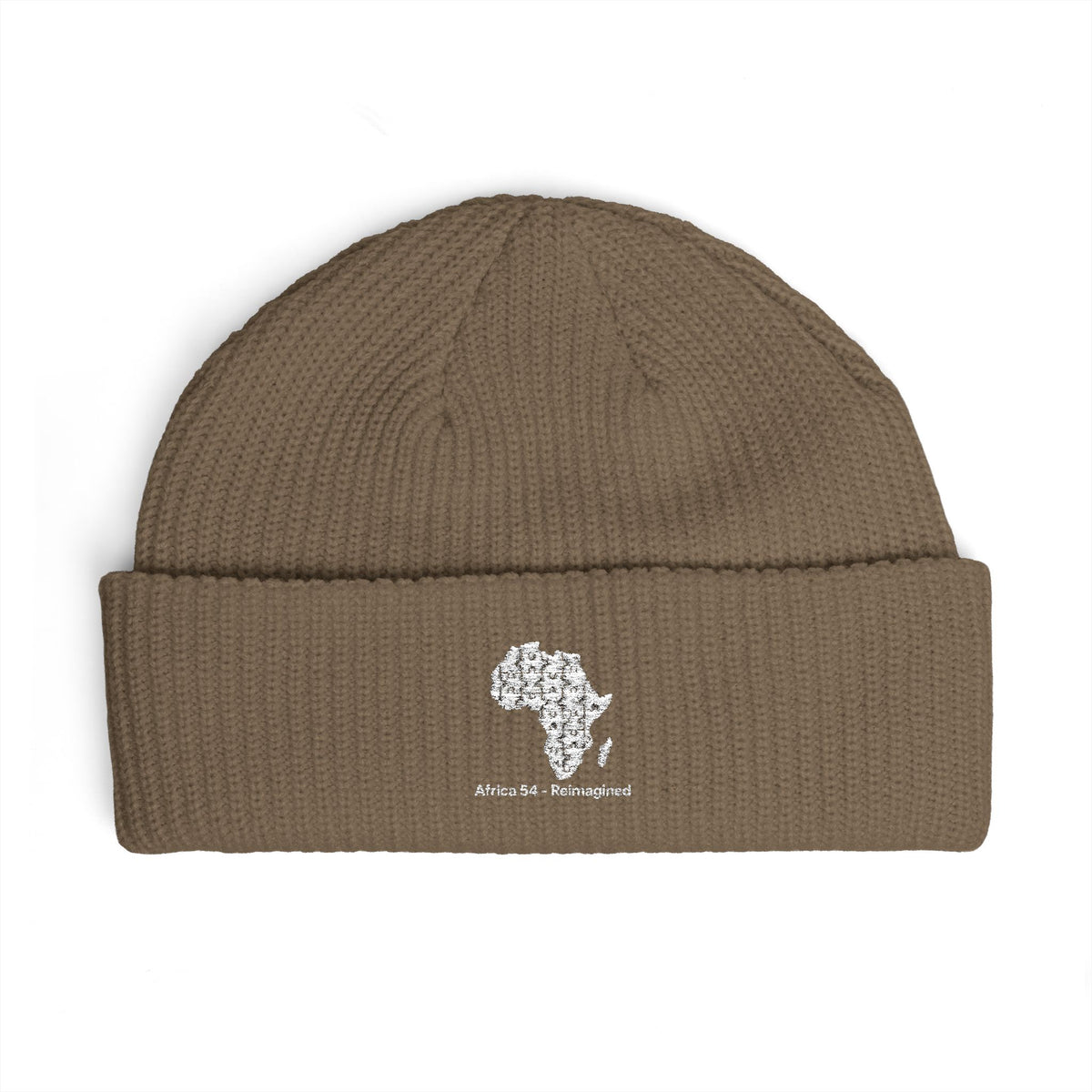 Africa Map Embroidered Cuff Beanie Warm Rib Knit Fisherman Hat