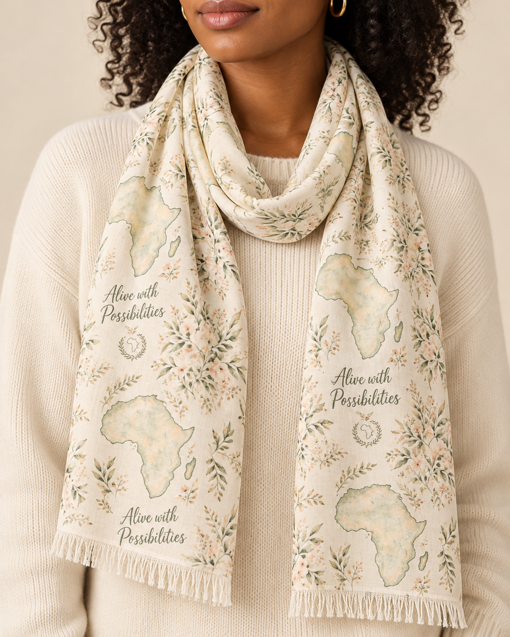 Alive With Possibilities Africa Map Print Lightweight Polyester Scarf