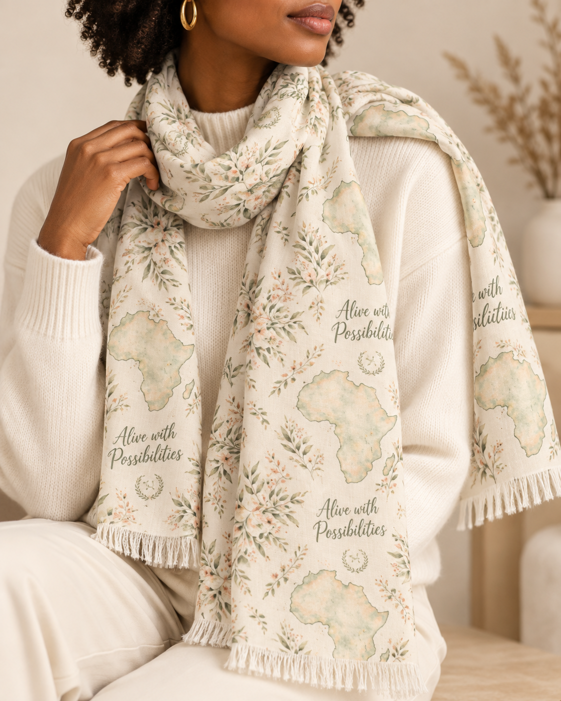 Alive With Possibilities Africa Map Print Lightweight Polyester Scarf