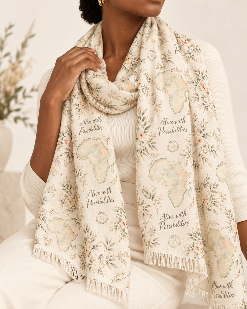 Alive With Possibilities Africa Map Print Lightweight Polyester Scarf