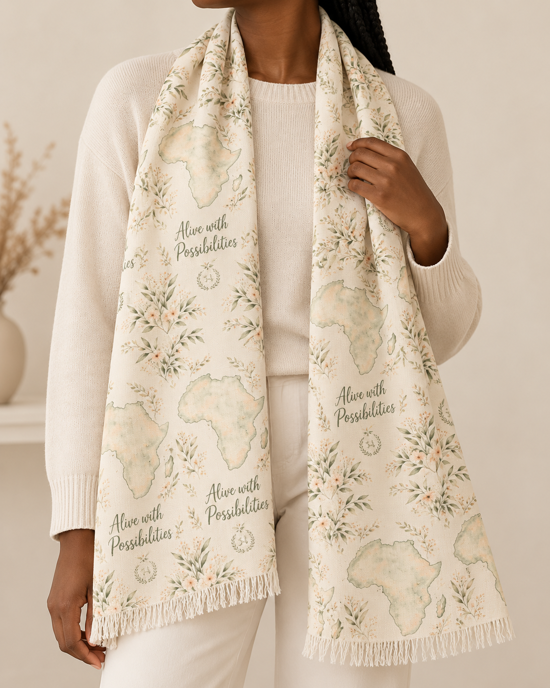 Alive With Possibilities Africa Map Print Lightweight Polyester Scarf
