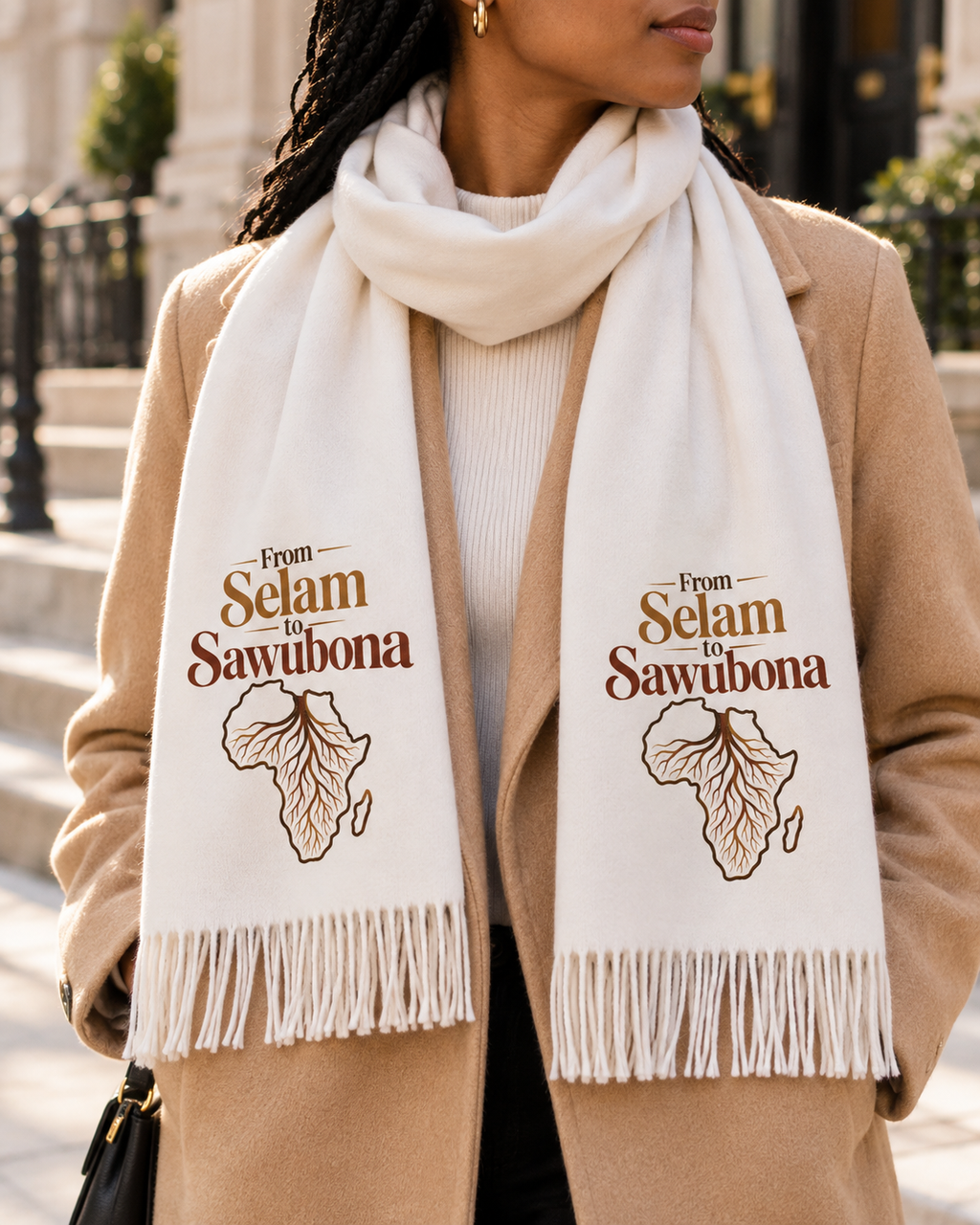 From Selam To Sawubona Africa Silhouette Cotton Scarf Wrap