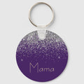 Mama Purple Glitter Keychain - Glamorous Mothers Day Gift