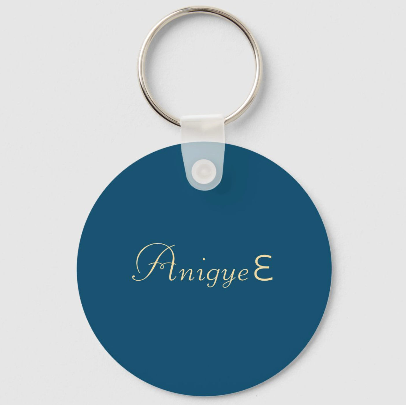 Ocean Blue Plain Elegant Modern Minimalist Name Keychain (Alt)