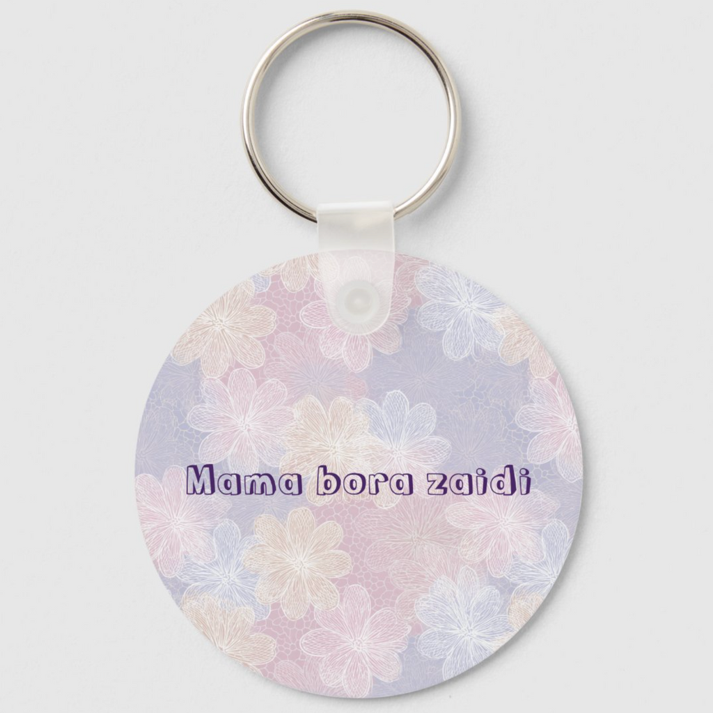 Mama Purple Silver Glitter Girly Monogram Name Keychain