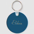 Ocean Blue Plain Elegant Modern Minimalist Name Keychain