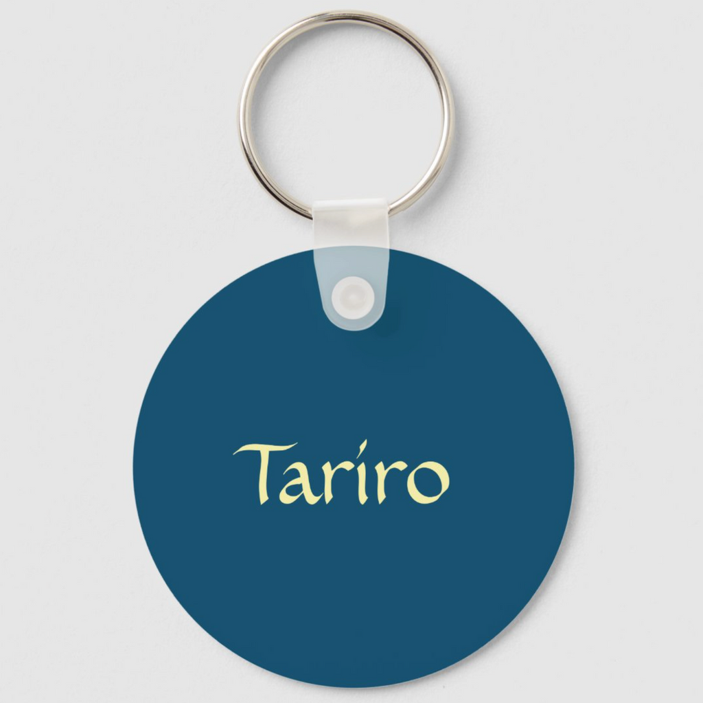 Shona Ocean Blue Plain Minimalist Add Own Name Keychain