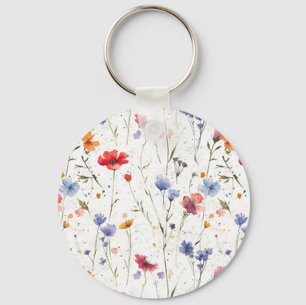 Mother's Day Pink and Purple Watercolor Magnolias Keychain (Alt)