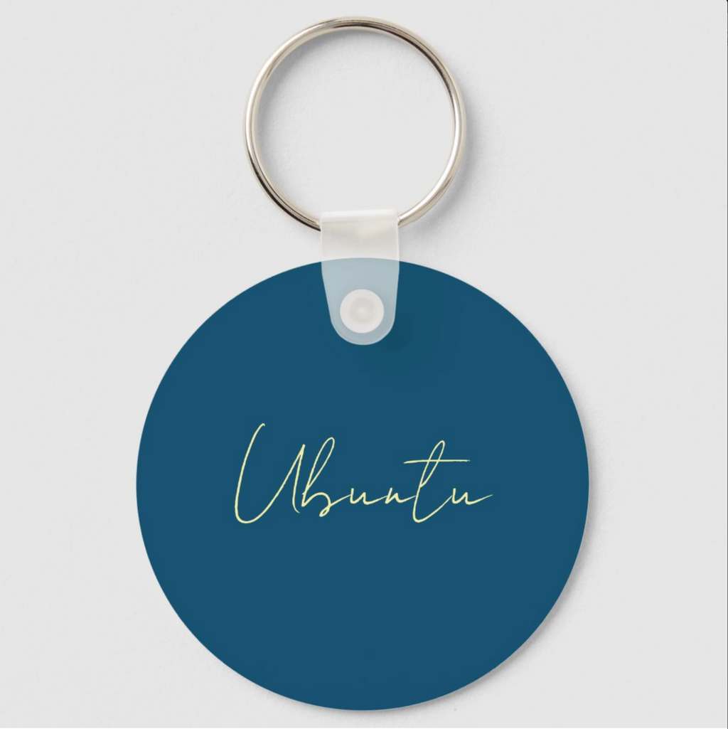 Ubuntu Ocean Blue Plain Elegant Modern Minimalist Name Keychain