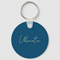Ubuntu Ocean Blue Plain Elegant Modern Minimalist Name Keychain