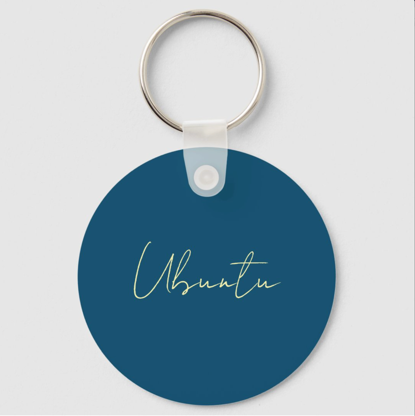 Ubuntu Ocean Blue Plain Elegant Modern Minimalist Name Keychain