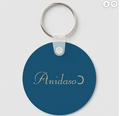Ocean Blue Plain Elegant Modern Minimalist Name Keychain (Alt)
