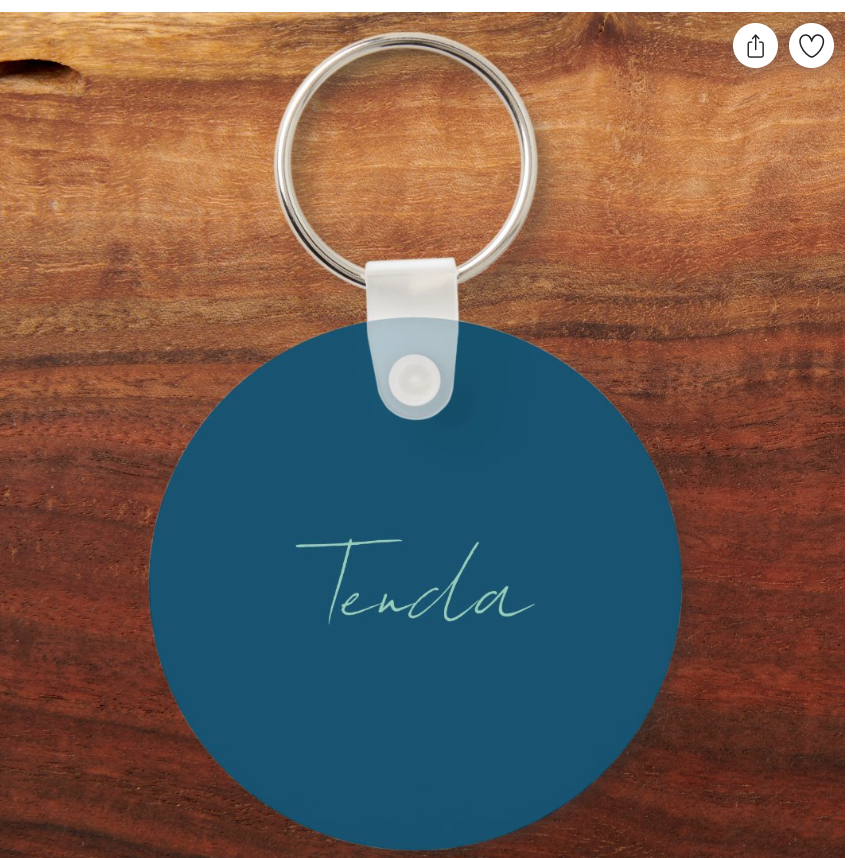 Shona Ocean Blue Plain Elegant Modern Minimalist Name Keychain