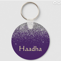 Purple Silver Glitter Girly Monogram Name Keychain (Alt 6)