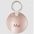 Shona Rose Gold Blush Pink Glitter Metal Monogram Name Keychain