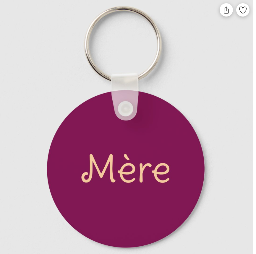 French mother Wine & Gold Colors Professional Trendy Modern Keychain (Alt 2)