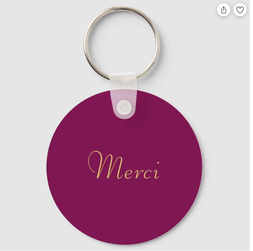 French mother Wine & Gold Colors Professional Trendy Modern Keychain (Alt 2)