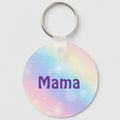 Mama Pretty Pastel Rainbow Sparkle Girly Personalized Keychain
