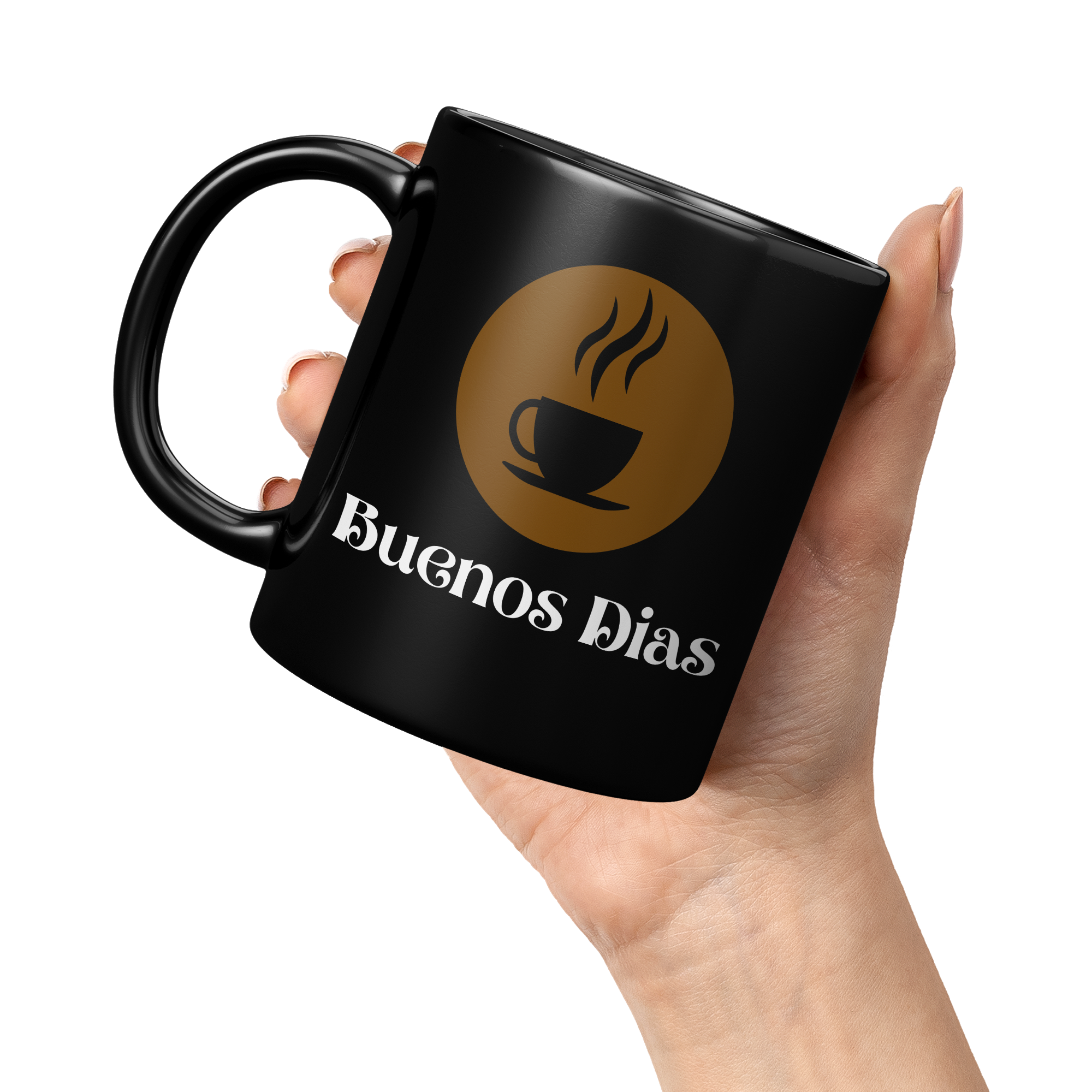 Spanish_Good_Morning_Black_Glossy_Mu_11oz_Black_LH_Model_Mockup.png_5872273